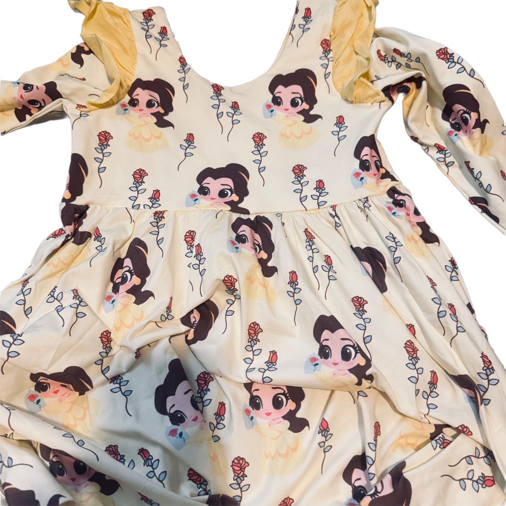 Monica + Andy x Disney Belle Let's Dance Ruffle Dress Kids Sz 10 Organic Cotton